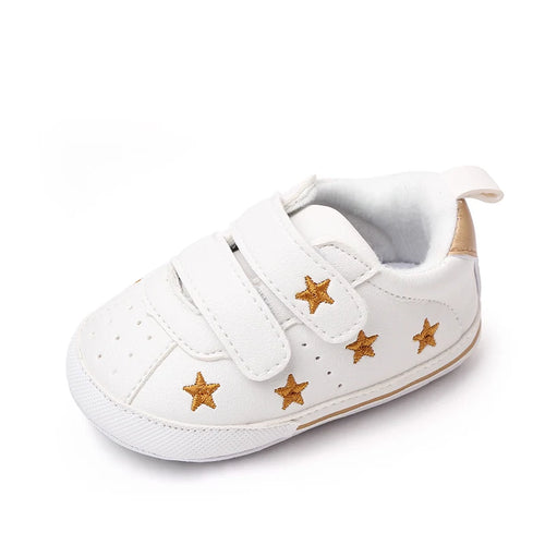 Baby White PU Sneaker Non-slip for Toddler Boys and Girls Cute