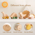 Load image into Gallery viewer, Wooden Baby Car Toys Beech Wooden Dinosaur Cartoon Car Teether
