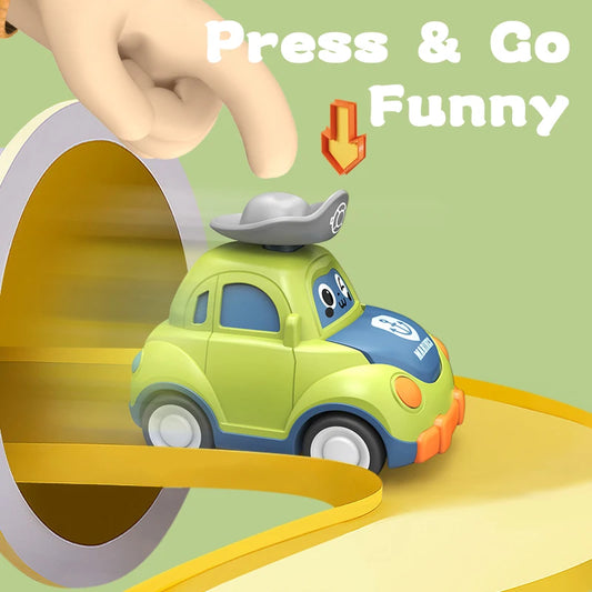 Baby Cartoon Toy Car Mini Press Go Vehicles Inertia Pull Back Cars