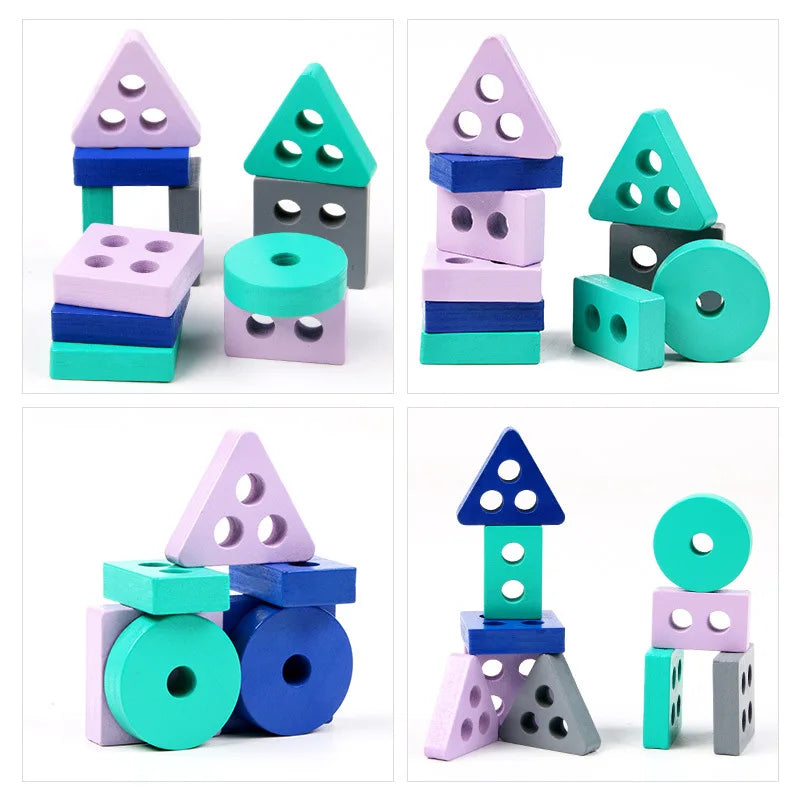 Mini Montessori Toy Wooden Building Blocks Educational Toys Macarone