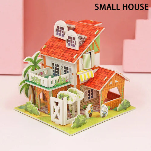 3D Paper Puzzle Montessori Miniature Houses Funny Carton Construction