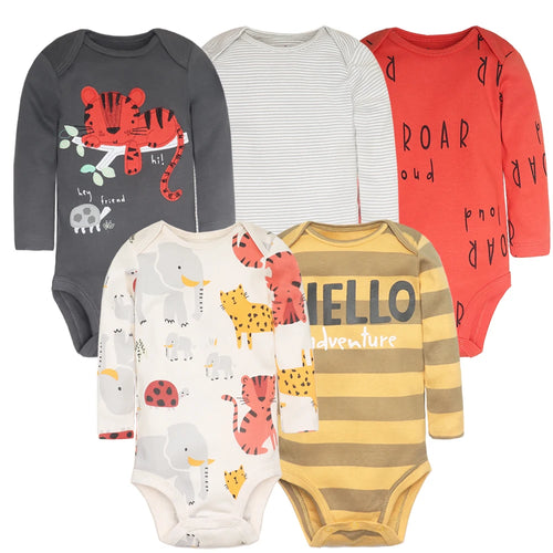 3-5 PCS/LOT Soft Cotton Baby Bodysuits Long Sleeve Newborn Baby