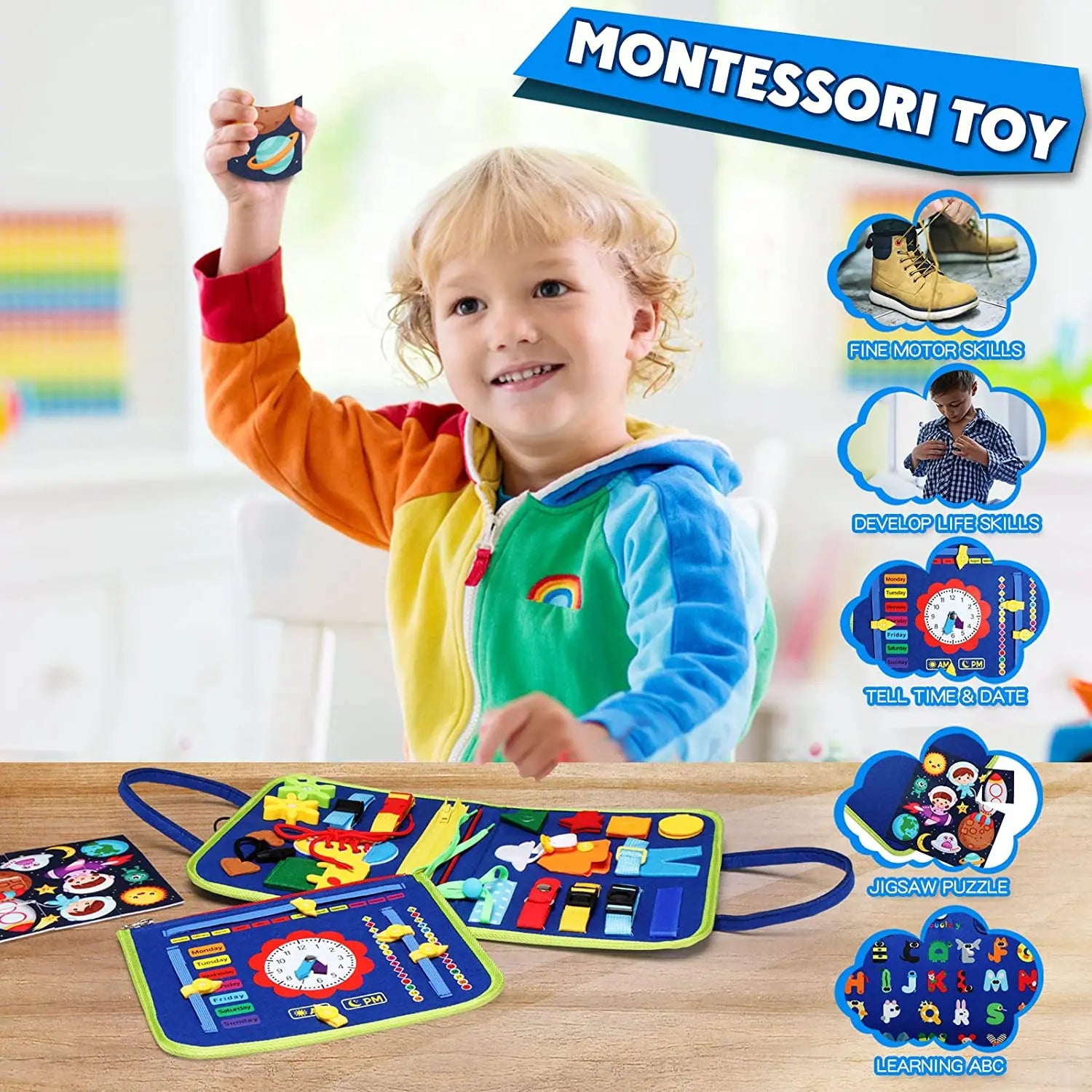 Montessori Toys Busy Board Sensory Activity Developing Board for Motor