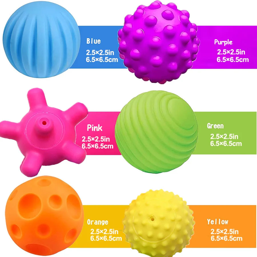 6PCS Textured Balls for Baby Sensory Play 6-12 Months, Activity Multi