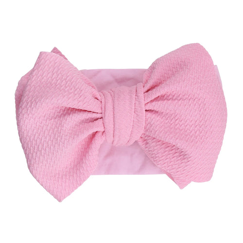 Solid Big Bow Topknot Headband for Baby Girls Elastic Nylon Hair Bands