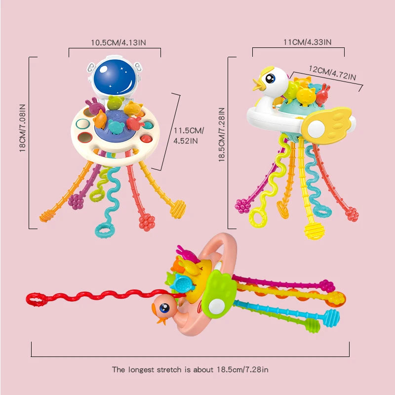 Cartoon Duck Astronaut Pull String Montessori Activity Development