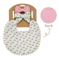 Load image into Gallery viewer, 3Pcs/Set Baby Flower Bibs & Headbands Bow Nylon Hairbands Double Side
