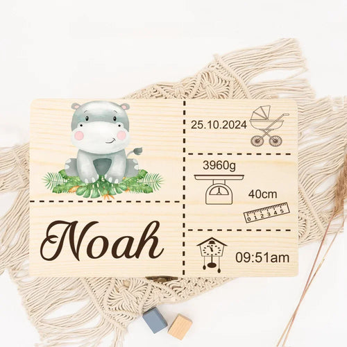 Personalised Safari Animal Baby Memory Box Custom Wooden Boxes Newborn