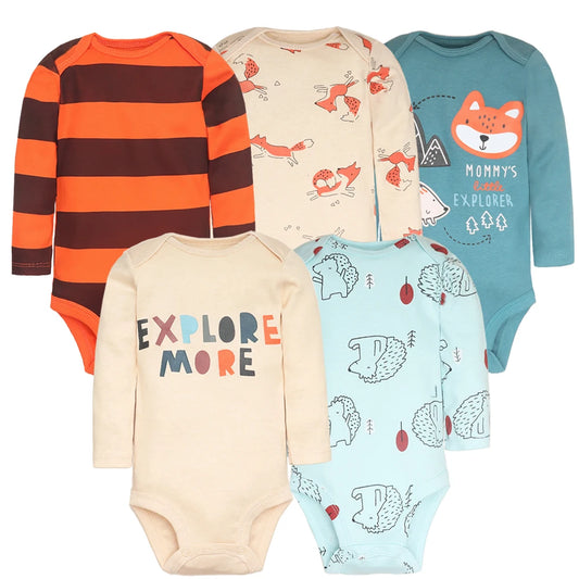 3-5 PCS/LOT Soft Cotton Baby Bodysuits Long Sleeve Newborn Baby