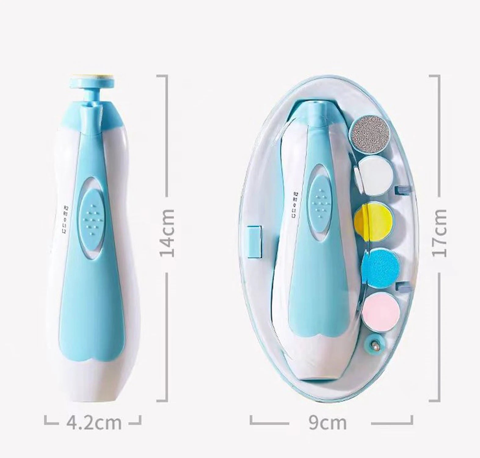 Baby electric nail grinder, available in pink and blue, specially