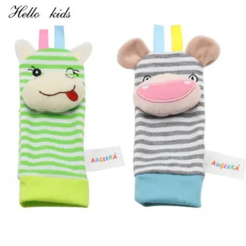 Cartoon Plush Socks Wrist Strap Rattles Baby Toys 0-12 Months Newborn