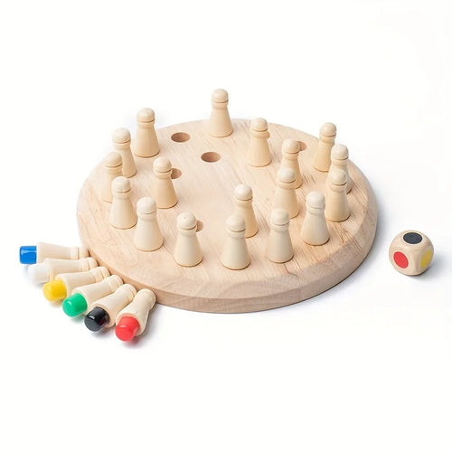 Wooden Memory Match Stick Chess Color Game Board Puzzles Montessori