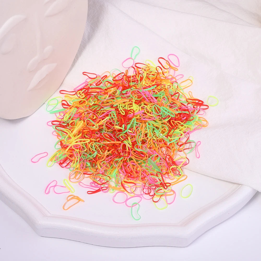 500Pcs/Set Girls Colourful Elastic Disposable Soft Rubber Band Hair