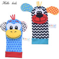 Load image into Gallery viewer, Cartoon Plush Socks Wrist Strap Rattles Baby Toys 0-12 Months Newborn
