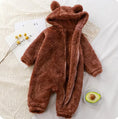 Load image into Gallery viewer, Thick Warm Baby Rompers Cute Winter Infant Jumpsuits Hooded Coral
