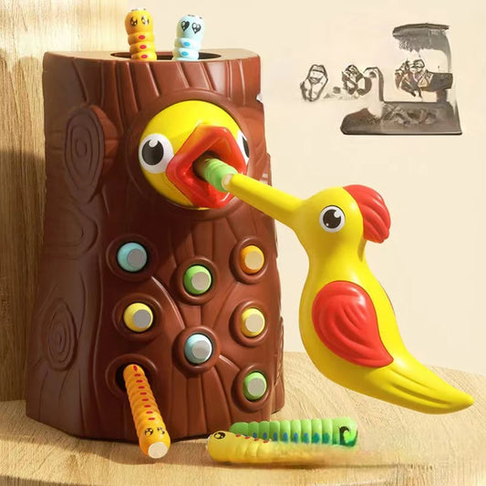 Montessori Educational Toys for Children Woodpecker Catch Worms Toy