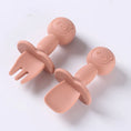 Load image into Gallery viewer, 2pcs Food Grade Children Wooden Handle Silicone Spoon Fork Cutlery
