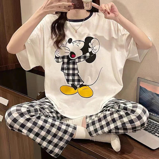 Disney Cartoon Mickey Winnie Snow White Pajamas Ladies Summer Short