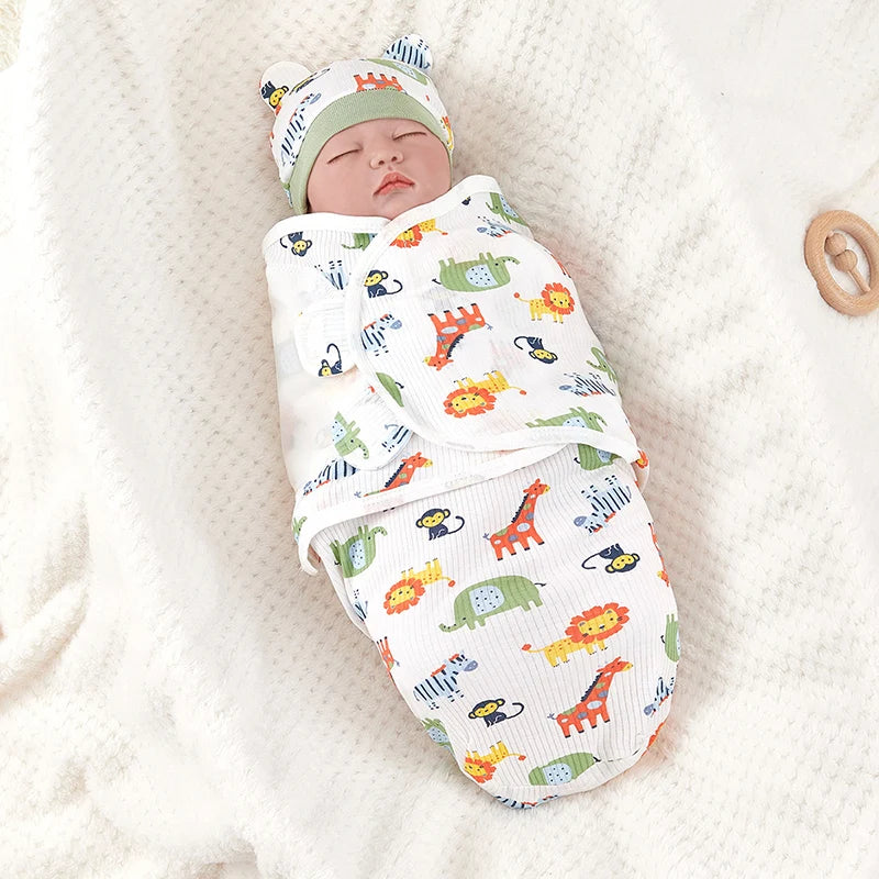 Newborn Sleeping Bag Cotton Baby Swaddle Wrap Adjustable Newborn