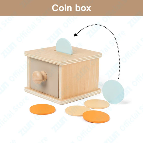 Montessori Infant Wooden Toys Target Box Rolling Drum Color Shape