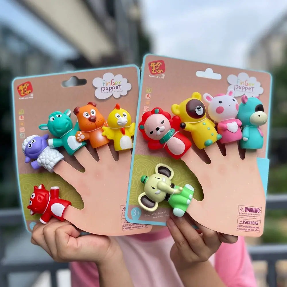 5PCS Mini Animal Hand Puppet Puppy Doll Finger Puppet Toy Set