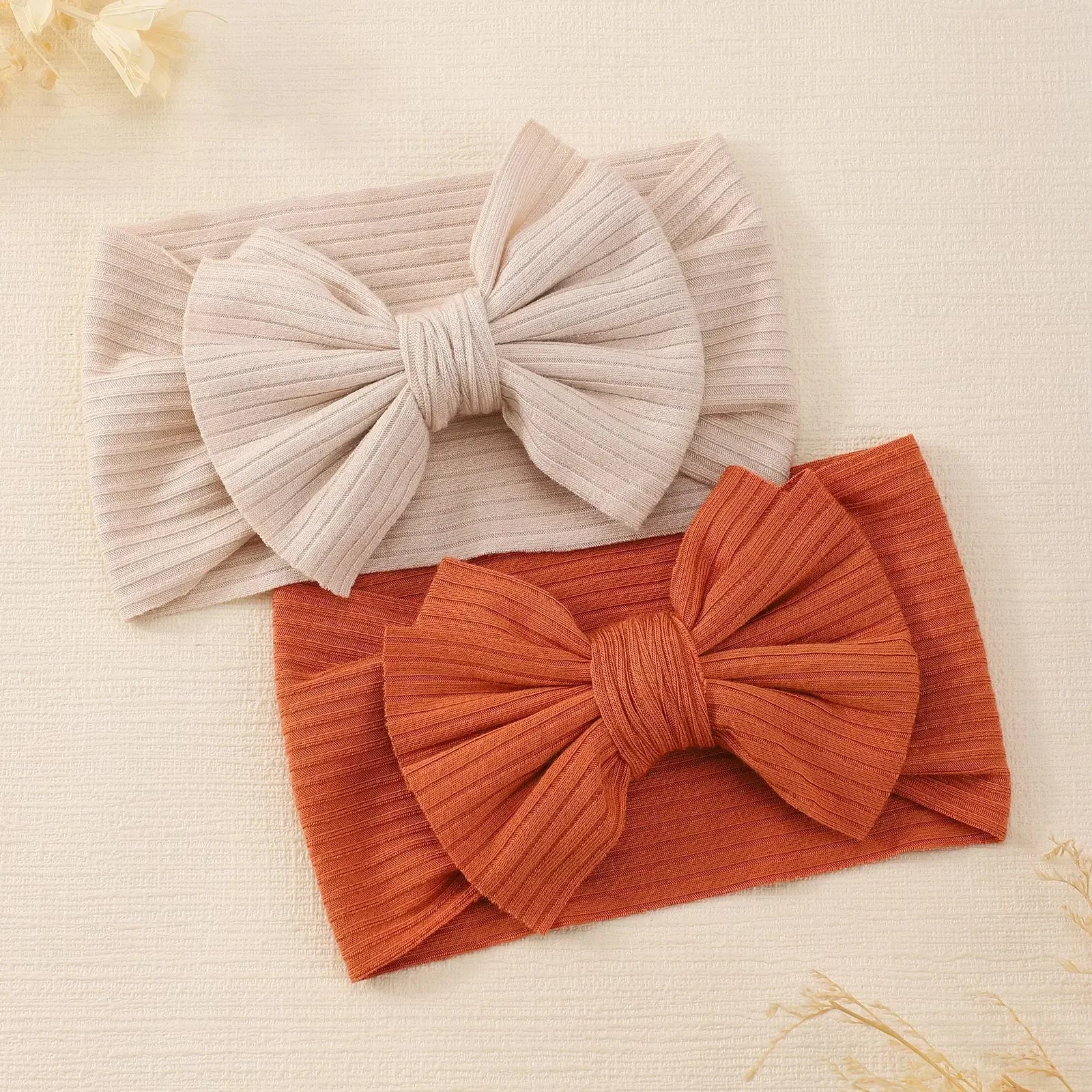 Candy Color Knit Baby Headbands Rib Bow Elastic Soft Newborn Headbands