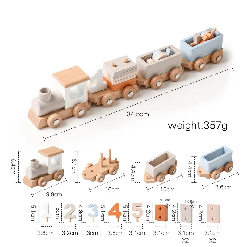 Wooden Birthday Train Toy Simulated Train Toy Model Baby Montessori