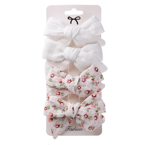 4Pcs/Set Baby Bows Hair Clips Muslin Girls Hairpins Hairclip For Kids