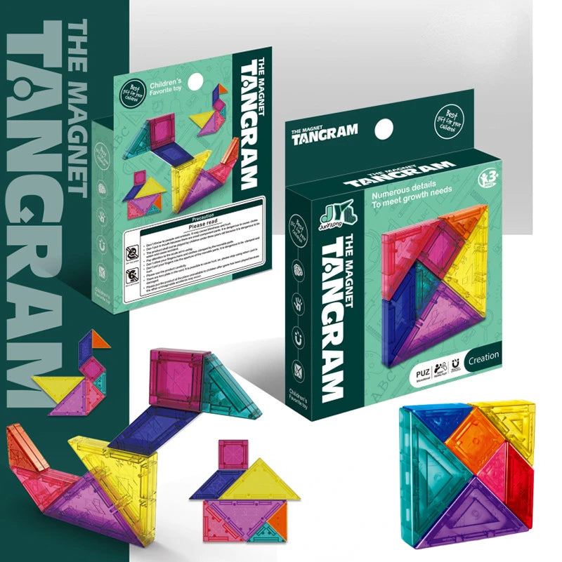 Magnetic Colorful 3D Tangram Jigsaw Toy Kid Logical Thinking Training