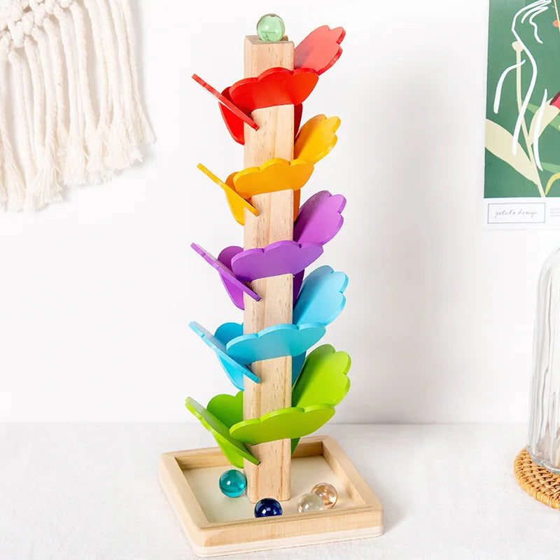 Montessori Wooden Petal Tree Building Blocks Toy Children's Rainbow