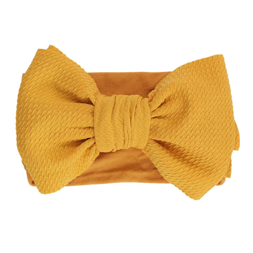 Solid Big Bow Topknot Headband for Baby Girls Elastic Nylon Hair Bands