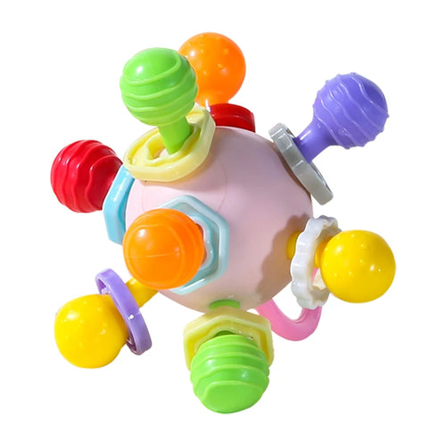 Montessori Baby Toys 0 12 Months Rotating Rattle Silicone Teething