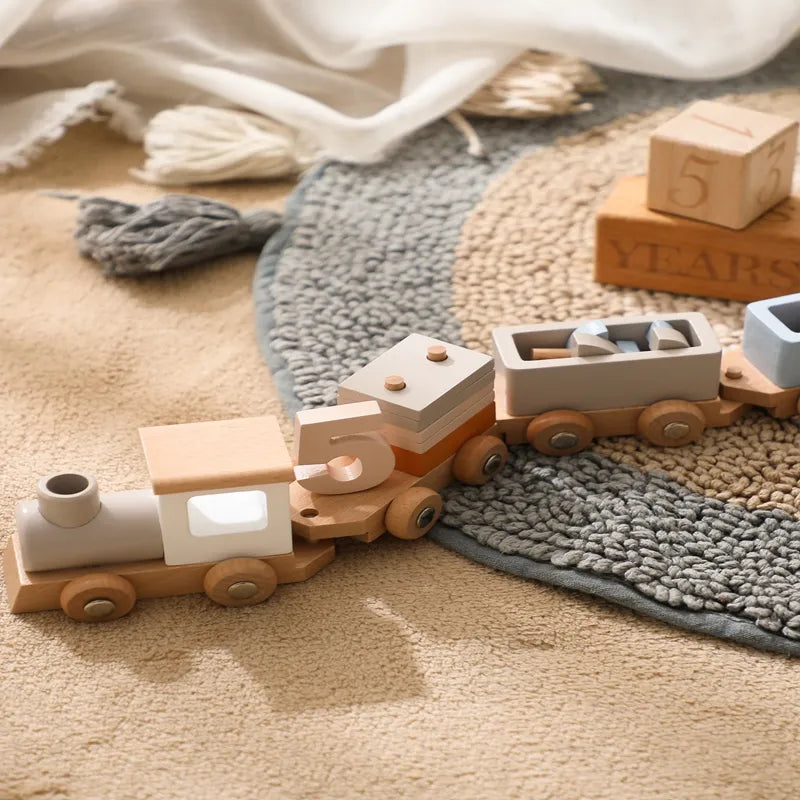 Wooden Train Birthday Toy  Montessori Toys Baby Educational Toys