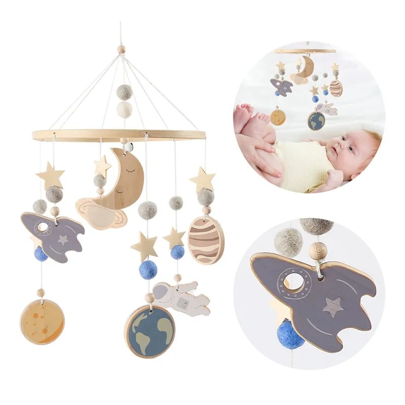 Baby Bed Bell Wood Mobile Toddler Rattles Toys Crib Bell Rattles Boho