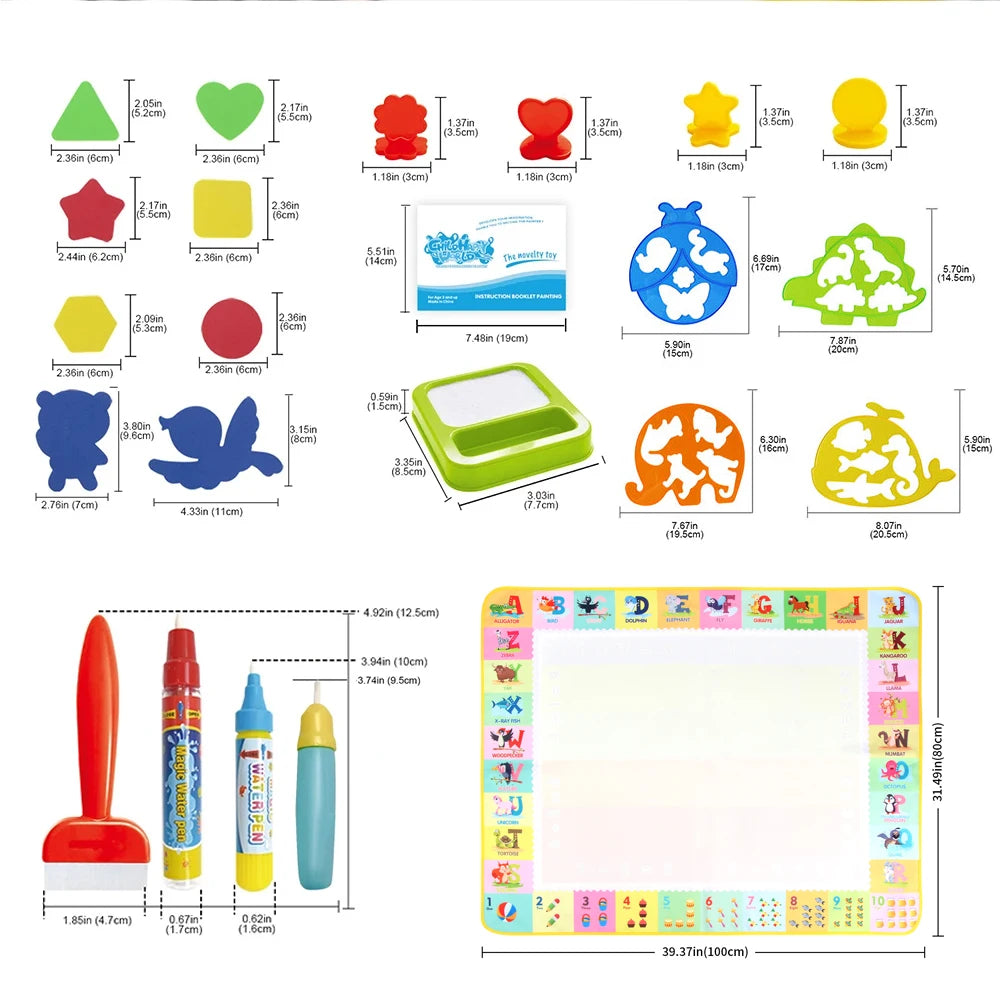 100x80CM Magic Water Drawing Mat Coloring Doodle With Reusable Magic