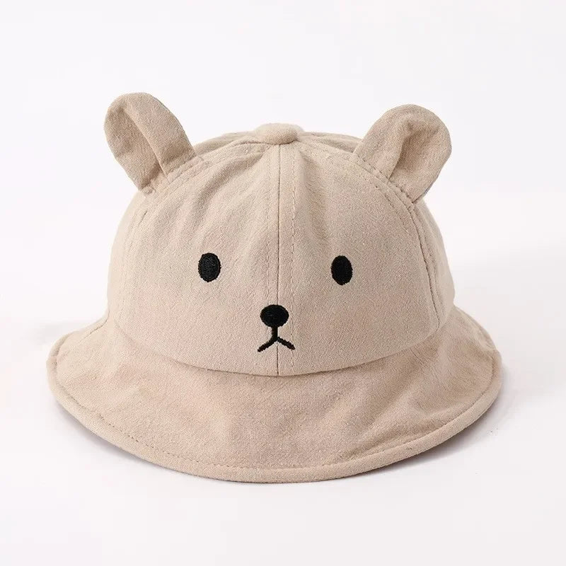 Cute Bear Baby Bucket Hat With Ears Boy Girl Cotton Kids Sun Hat