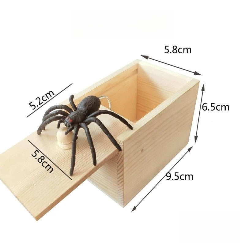 New Trick Spider Funny Scare Box Wooden Hidden Box Quality Prank