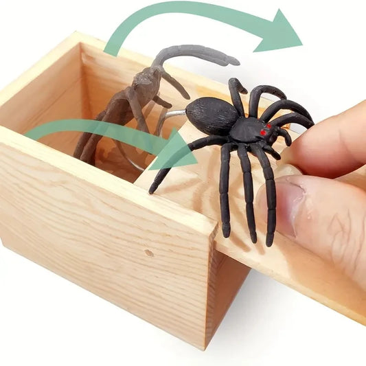 New Trick Spider Funny Scare Box Wooden Hidden Box Quality Prank