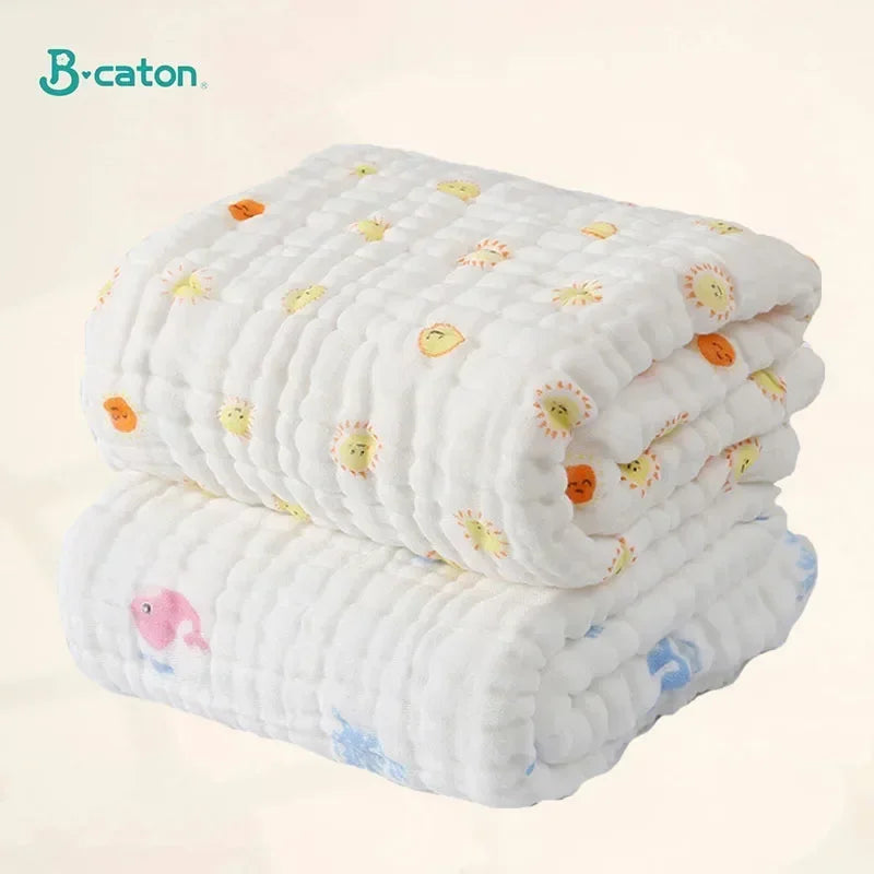 Baby Bath Towel Cartoon Print 6-layer Newborn Towel Cotton Blankets