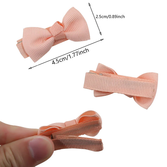 12Pcs/Lot  Solid Color Grosgrain Ribbon Bowknot Kids Hair Clips