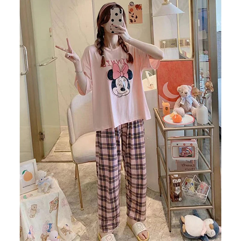 Disney Cartoon Mickey Winnie Snow White Pajamas Ladies Summer Short