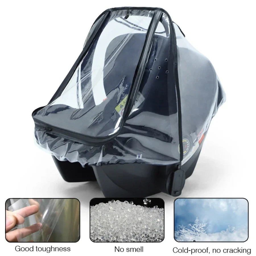 Baby Safety Seat Rain Cover Transparent EVA Baby Stroller Carriage