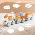 Load image into Gallery viewer, Wooden Montessori Toys Animal Block Dragging Stars Moon Surround Train
