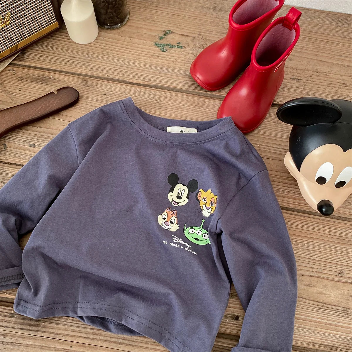 Trendy Brand Disney Children T-shirt Long-sleeved Tops Spring/autumn