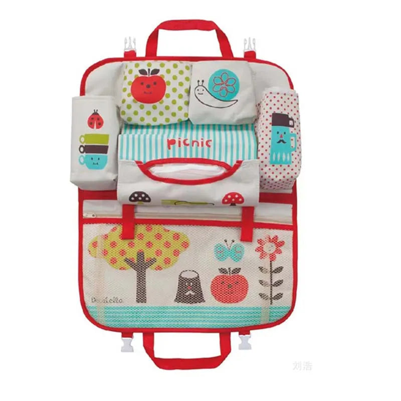 Cartoon Baby Car Seat Back Storage Bag, Large Capacity