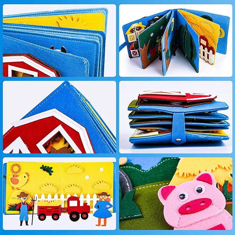 Toddlers Montessori Toys Busy Board Farm Animal Scene Storytelling