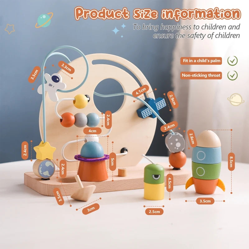 Montessori Toys Baby Wooden Aviation-themed Beaded Planet Toys