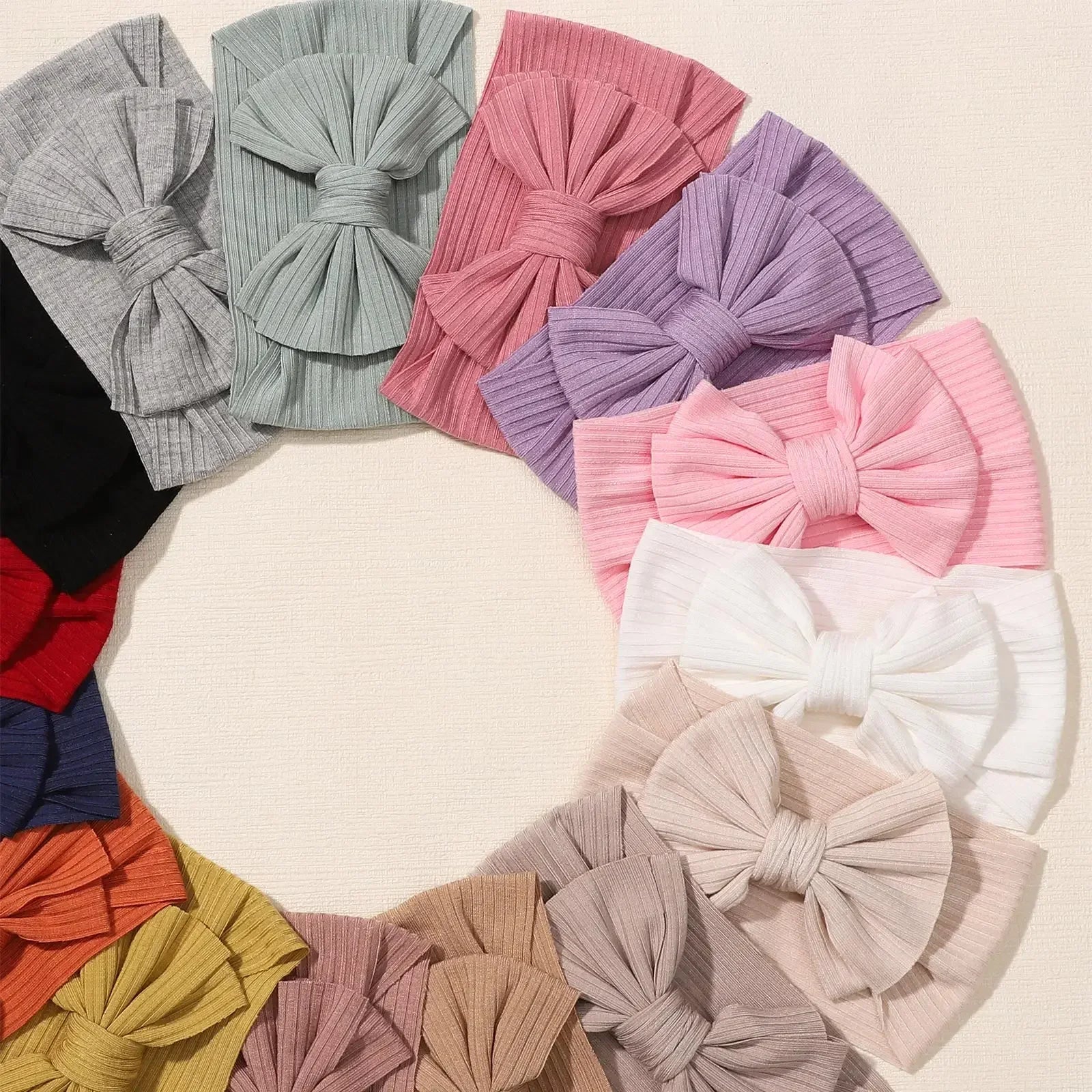 Candy Color Knit Baby Headbands Rib Bow Elastic Soft Newborn Headbands