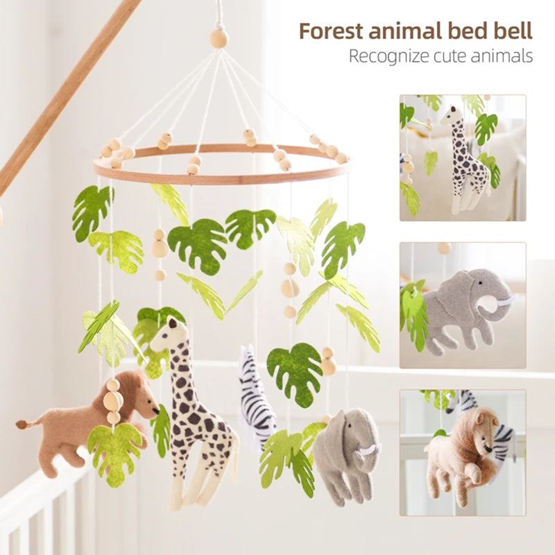 Baby Crib Mobile Rattle Toy For 0-12 Months Cartoon Felt Forest Animal