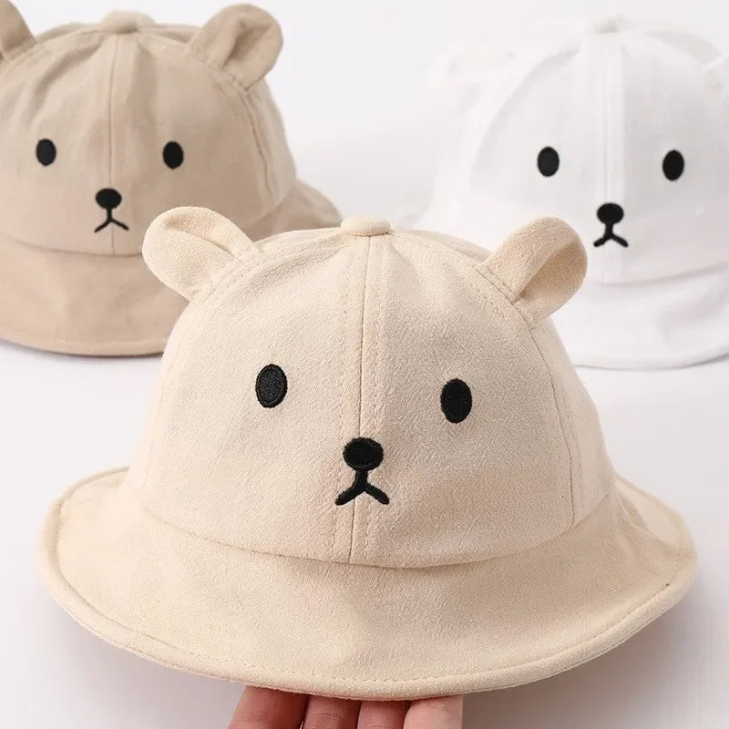 Cute Bear Baby Bucket Hat With Ears Boy Girl Cotton Kids Sun Hat